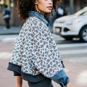 Quilted ditsy denim jacket